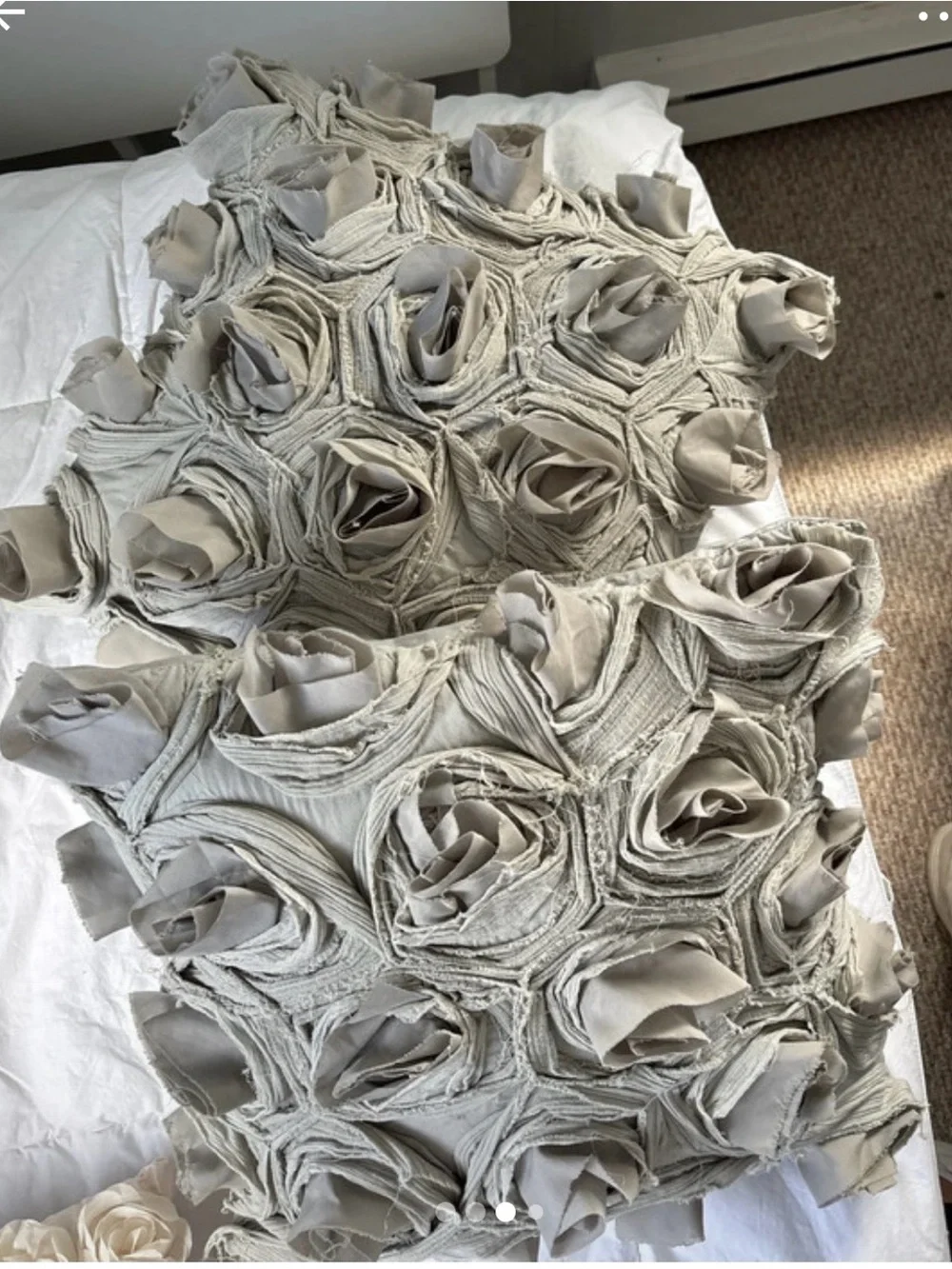 West Elm Linen Rosette Pillows in Gray